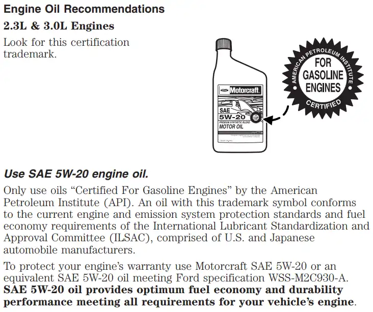 2007 Ford Ranger 2.3L & 3.0L Engines Oil Capacity Type & Filters
