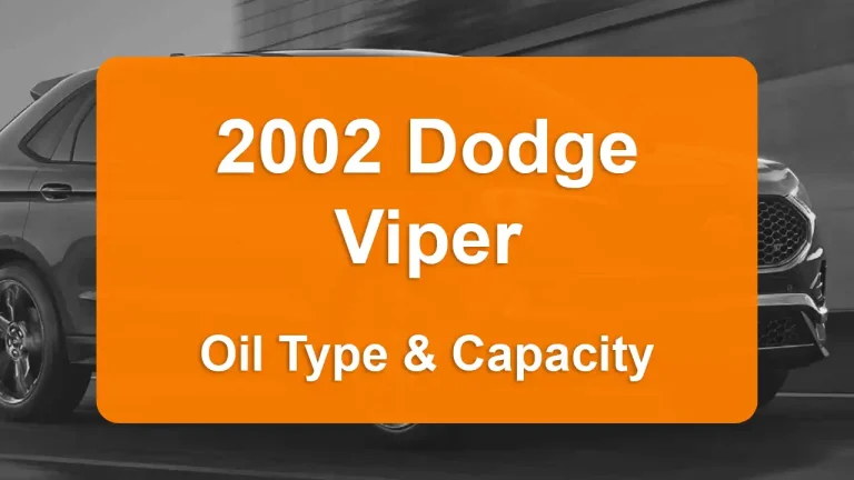 Oil Requirements and Guide - Oil Capacity: 10 quarts - Oil Type/Viscosity: SAE 10W-30 - Oil Filter: .