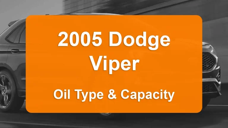 Oil Requirements and Guide - Oil Capacity: 10 quarts - Oil Type/Viscosity: SAE 10W-30 - Oil Filter: .