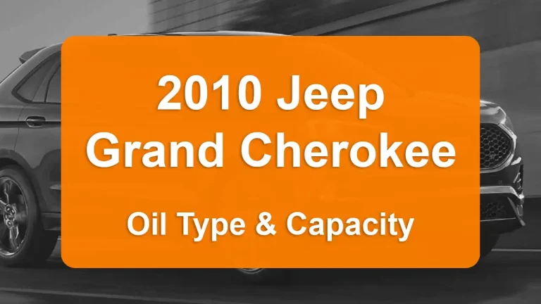 Discover the 2010 Jeep Grand Cherokee Oil Types and Capacities. Engine Oil, Types, and filters for 2010 Jeep Grand Cherokee 5.7L V8, 5.7L V8 and 6.1L V8 engines.