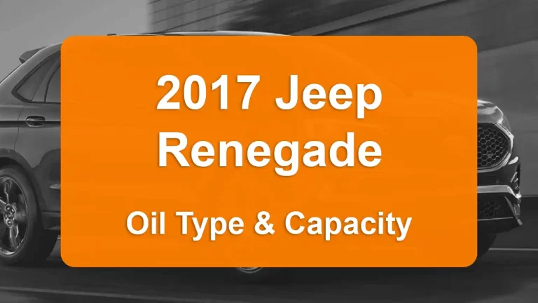 2017 Jeep Renegade Oil Guide - Capacities & Types for Engines 2.4L L4 Flex, 2.4L L4 Gas and 1.4L L4 Gas with Oil Capacity: 5.5 quarts & 4 quarts Oil Types: SAE 0W-20 & SAE 5W-40 - Oil Filters: & Mopar 68102241AA.