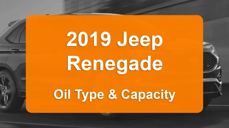 2019 Jeep Renegade Oil Guide - Capacities & Types for Engines 2.4L L4 Gas and 1.3L L4 Gas with Oil Capacity: 5.5 quarts & 4.8 quarts Oil Types: SAE 0W-20 & SAE 0W-30 - Oil Filters: & Mopar 68439517AA.