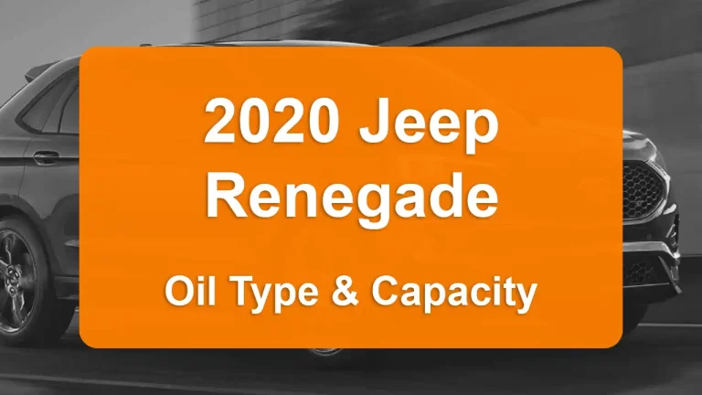 2020 Jeep Renegade Oil Guide - Capacities & Types for Engines 2.4L L4 Gas and 1.3L L4 Gas with Oil Capacity: 5.5 quarts & 4.8 quarts Oil Types: SAE 0W-20 & SAE 0W-30 - Oil Filters: & Mopar 68439517AA.